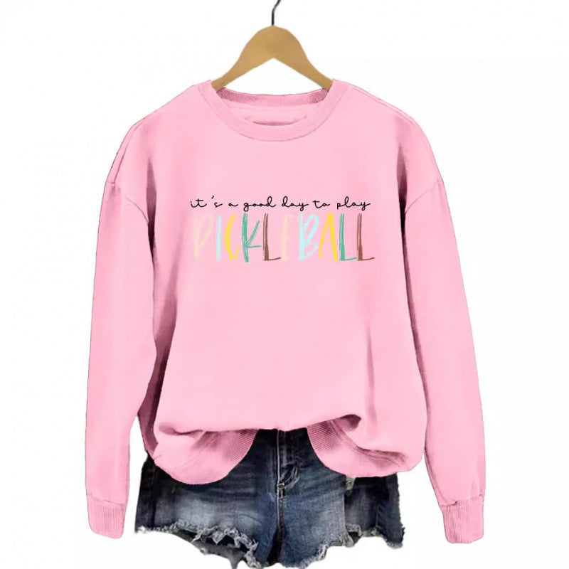 Kvinders afslappet sweatshirt med farverig pickleball print Skovae