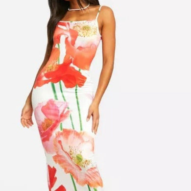 Dame Floral Print Figurtilpasset Maxi Kjole Stilla
