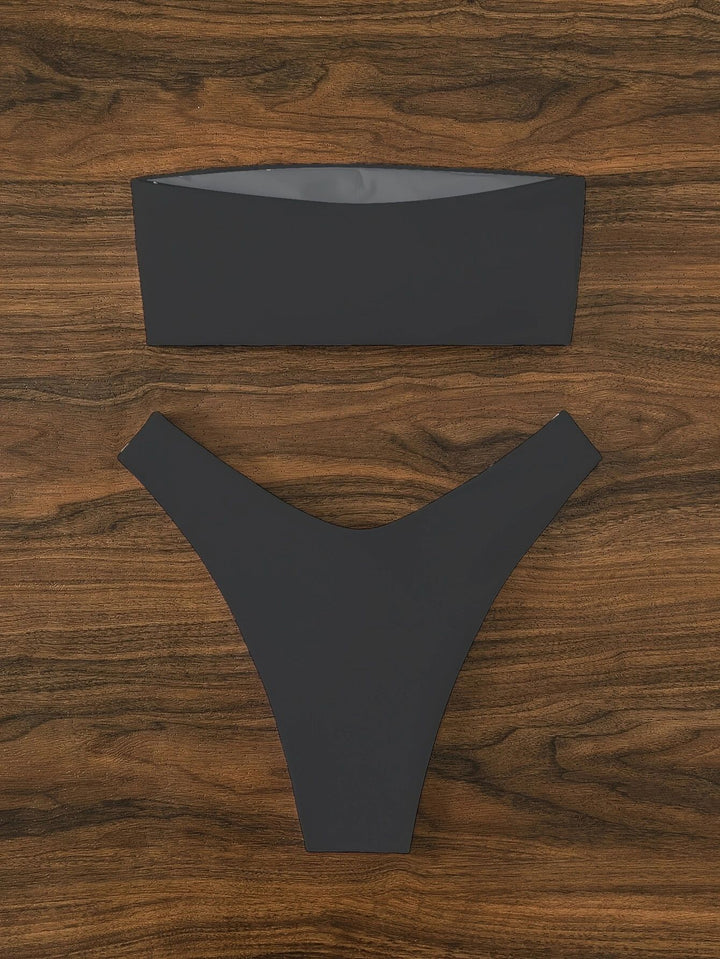 Dame Bandeau-bikini med blomsterdesign og sporty snit Stilla