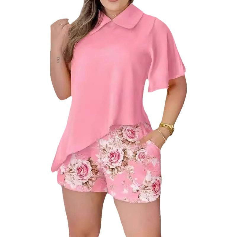 Dame Elegant og stilfuldt fritids-sæt med overdel og shorts Stilla