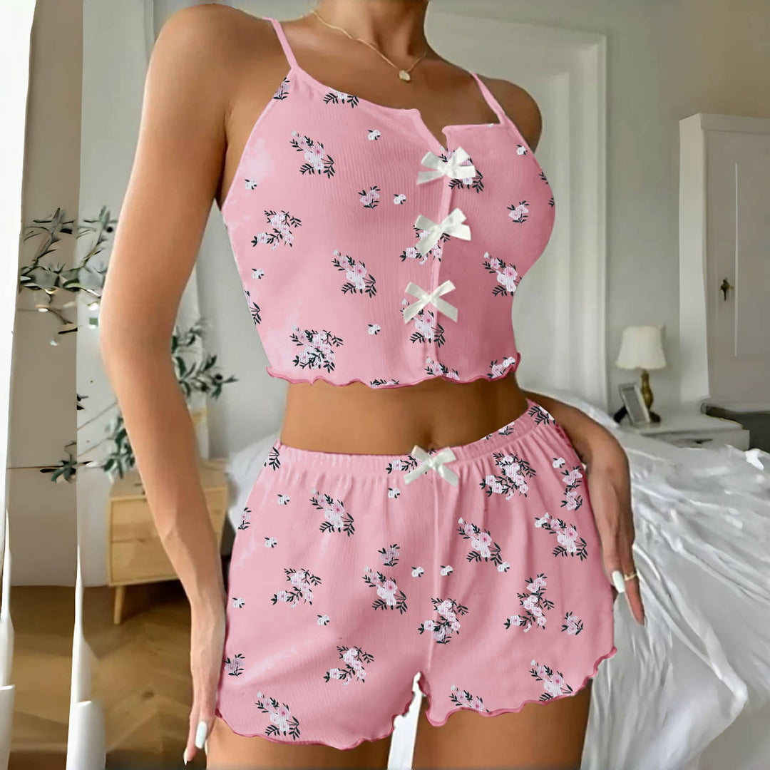 Dame Leges Pyjamasæt med blomsterdetaljer Stilla