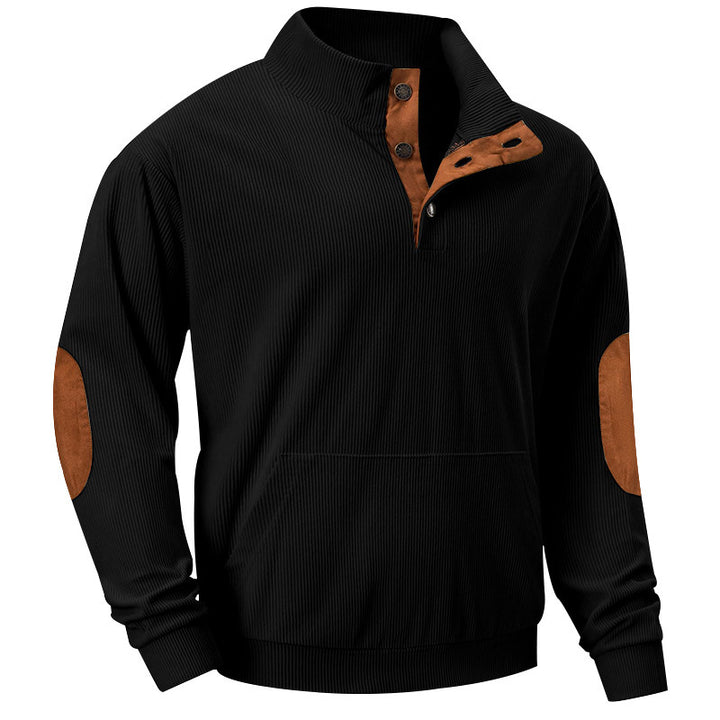 Herrer afslappet sweater med moderne ståkrave og dekorative knapper Stilla