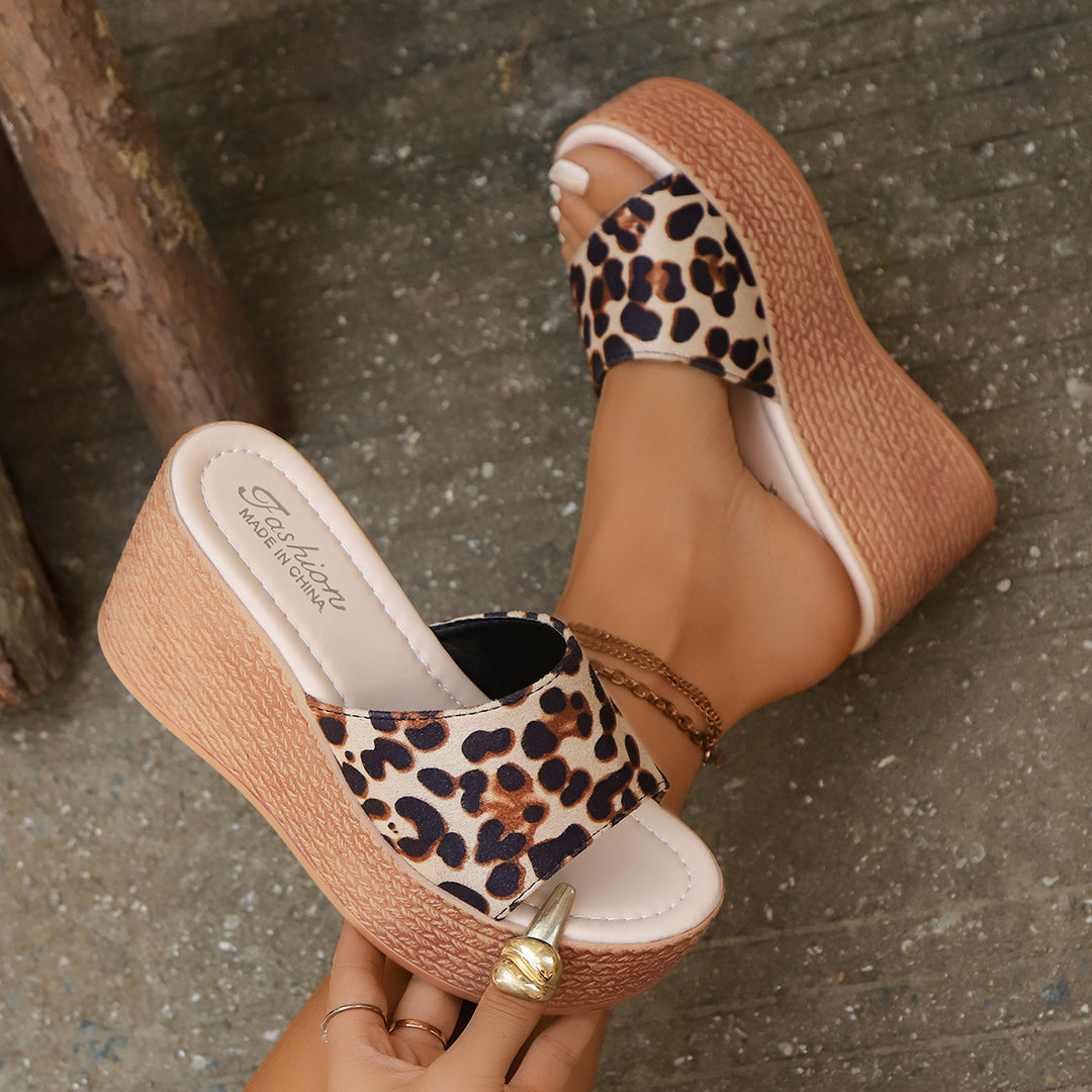 Dame kile-sandaler med leopardmønster og polstret sål Stilla