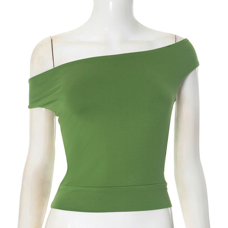 Dame trendy halterneck-top med elegant V-udskæring og figurskærende snit Skovae