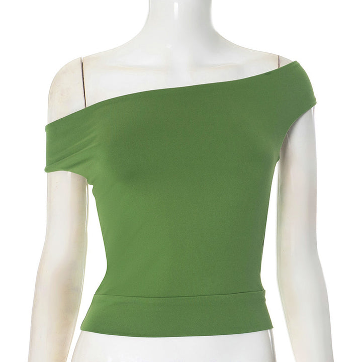 Dame trendy halterneck-top med elegant V-udskæring og figurskærende snit Skovae