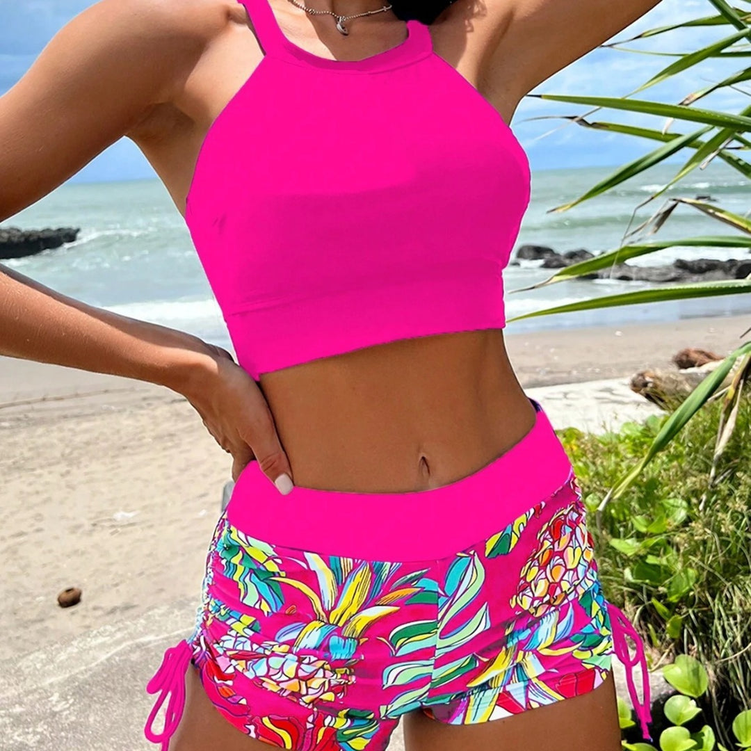 Dame Sporty Bikini-sæt med crop-top og afslappede shorts Stilla