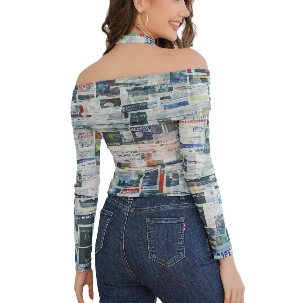 Damer Off-Shoulder Grafiktryk Top Stilla