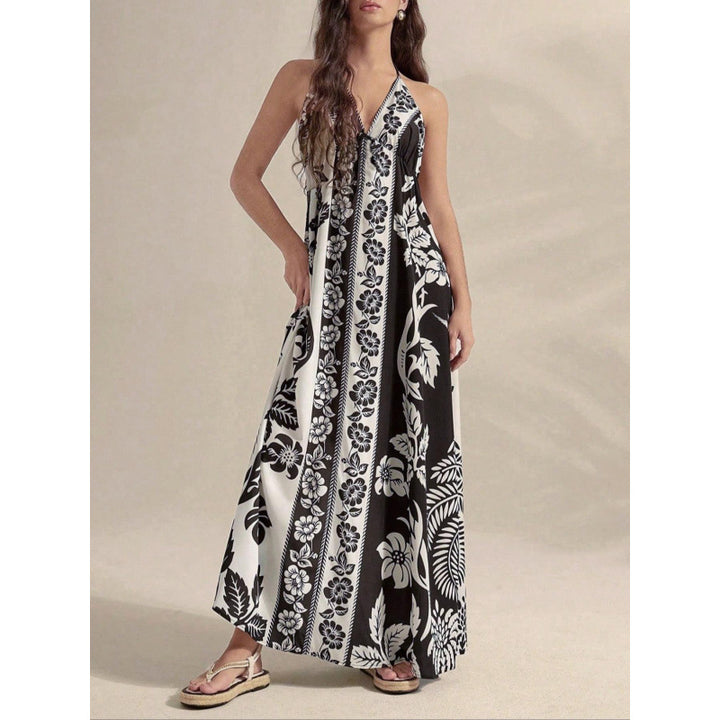 Femme Halsbånd Floral Maxi Kjole Stilla