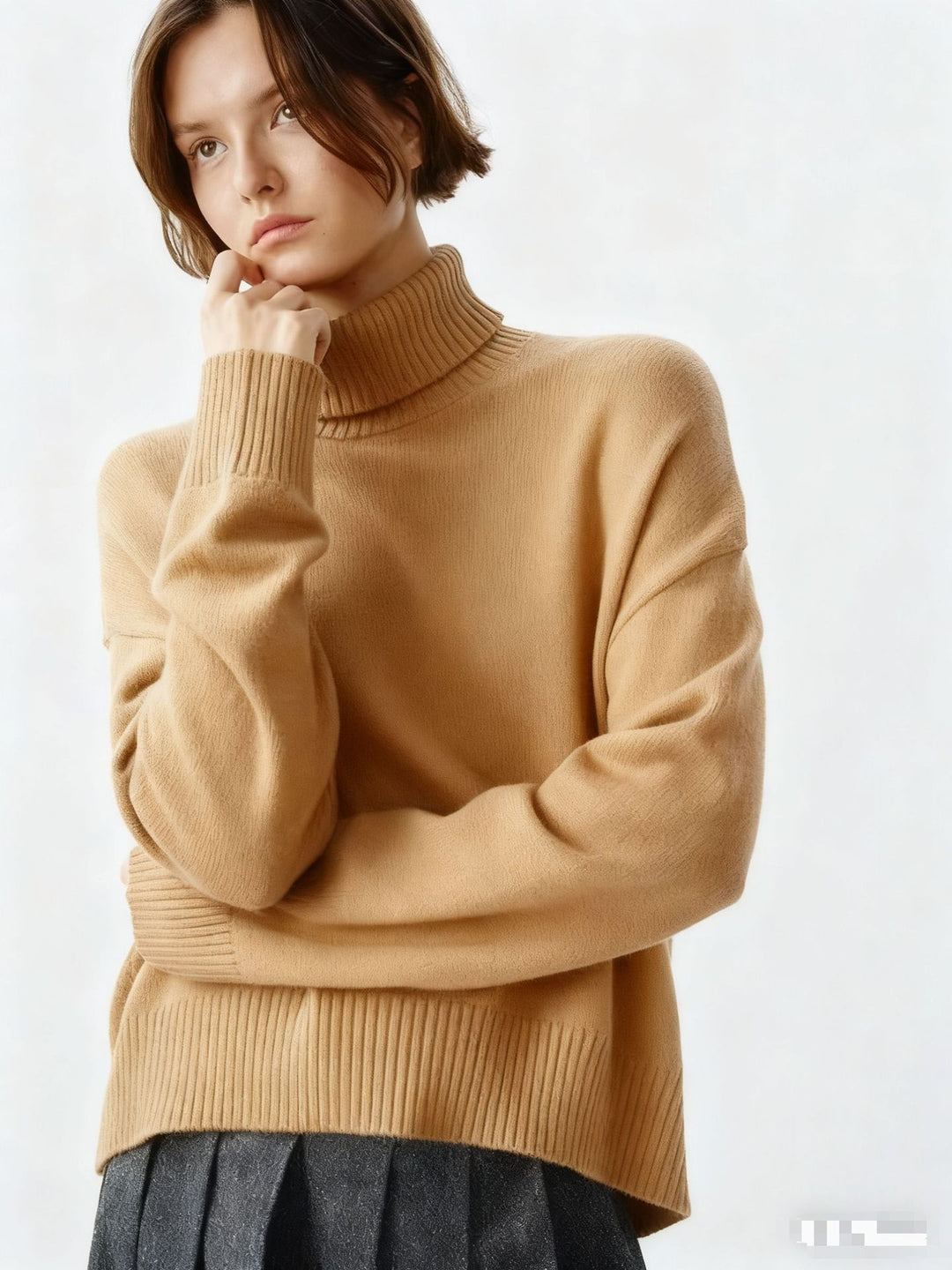Dame Cozy Turtleneck Sweater med Oversized Snit og Fin Ribstruktur Stilla