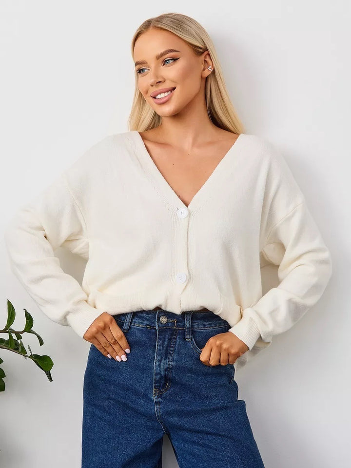 Kvinder's casual strikket cardigan med V-hals og praktiske lommer Stilla