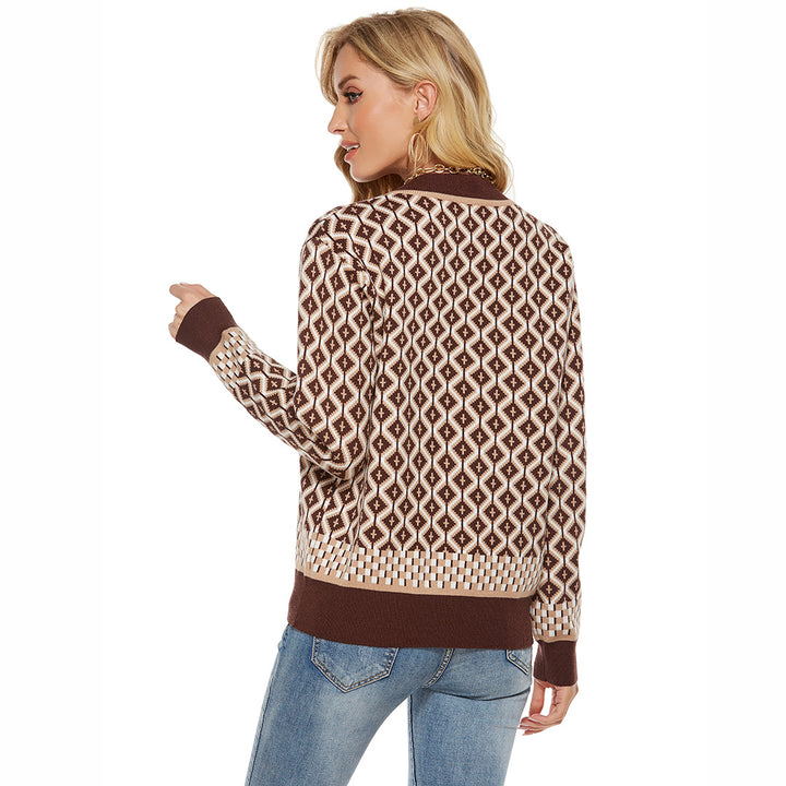 Femme Bohemian Mønstret Button-Up Strik Cardigan Stilla