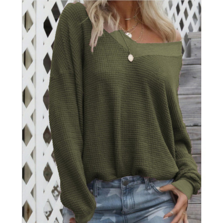 Kvindernes Oversized Bomuldsbluse med Casual V-Hals og Rib Detaljer Stilla