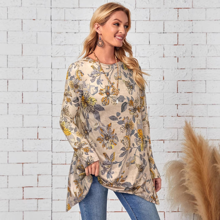 Damer Elegante og afslappede overdel med blomsterprint og asymmetrisk kant Stilla
