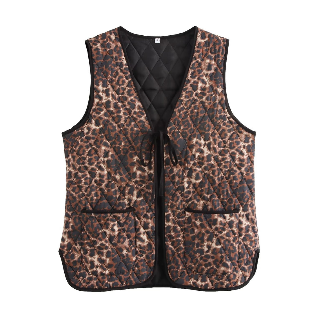 Femme quilted leopard print utility vest Stilla