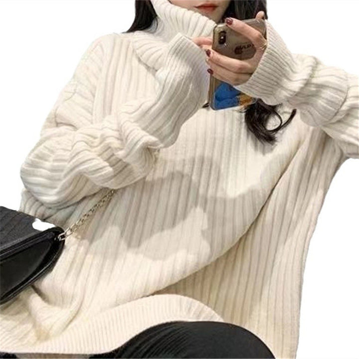 Kvinders elegante og hyggelige turtleneck sweater med ribbet tekstur Stilla