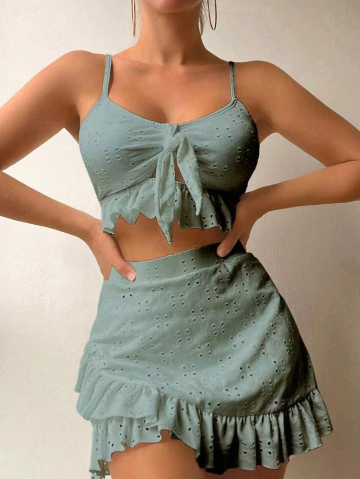 Damer legende Crop-Top og flæse nederdel sæt Skovae