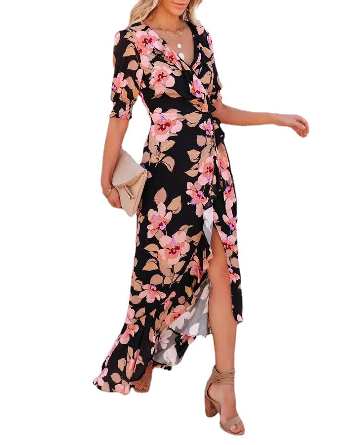 Dame Floral Maxi V wrapkjole Stilla