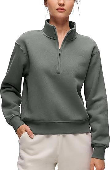 Dame sporty fleece pullover med ståkrave Stilla