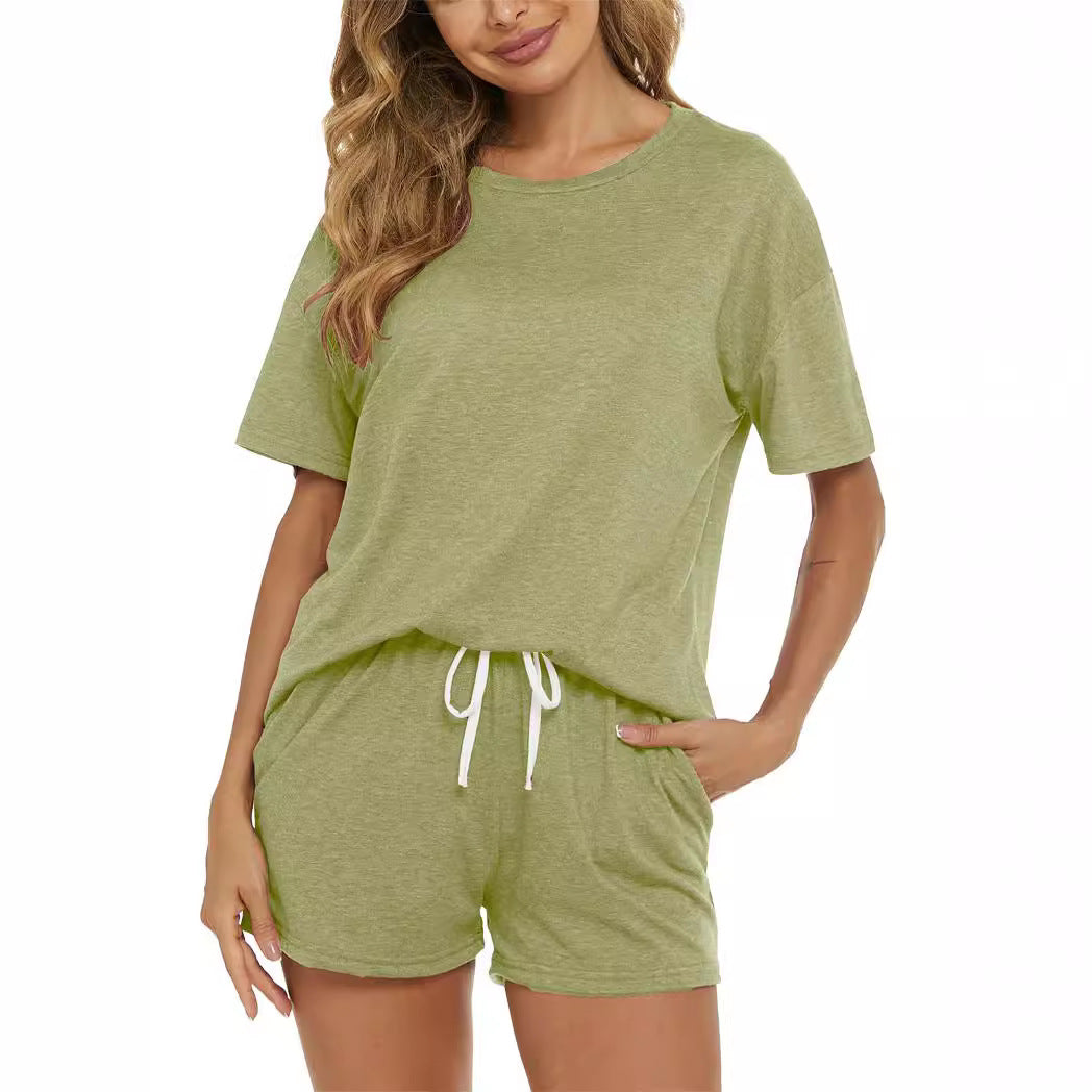 Dame afslappet kortærmet loungewear-sæt med elastisk talje Stilla