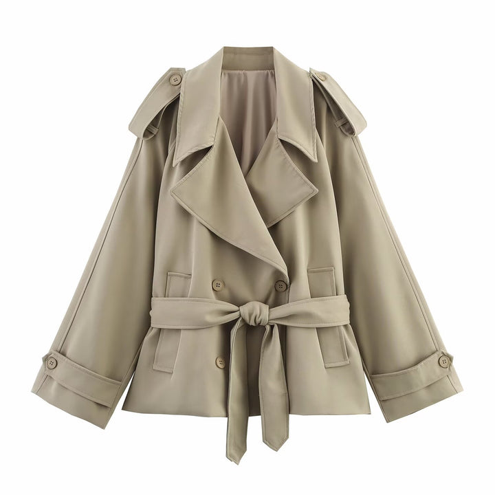 Dame fashion trenchcoat med bred krave og praktiske lommer Stilla