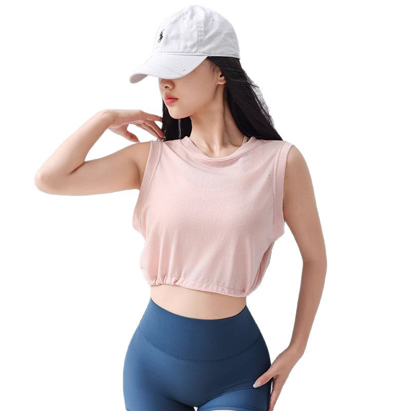 Dame Sporty Cropped-Top med bred rund halsudskæring og luftige egenskaber Stilla