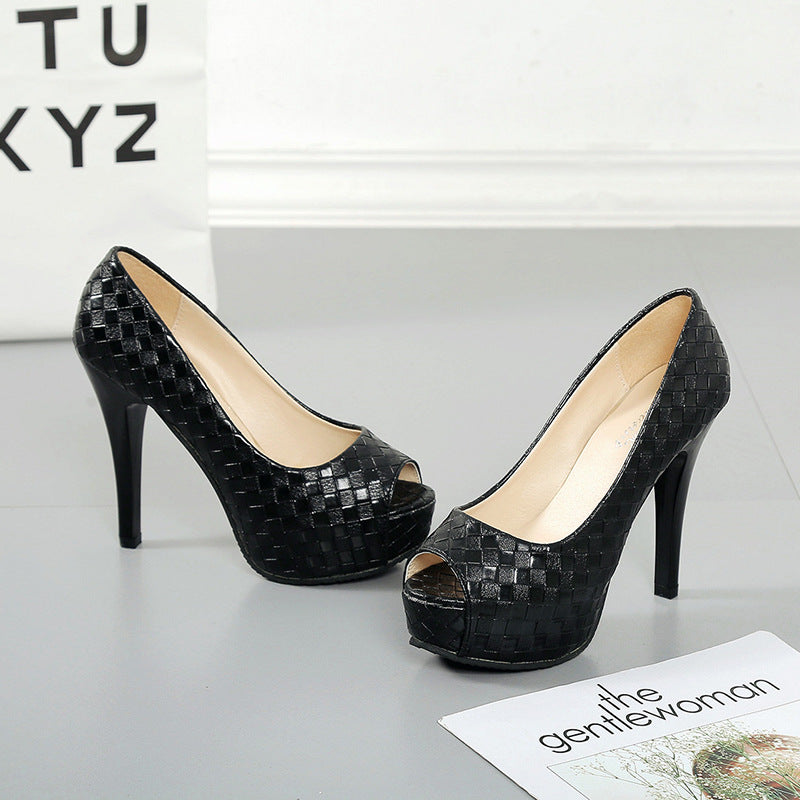 Dame Peep-Toe Pumps med elegant flettet design og komfortabel blokhæl Stilla