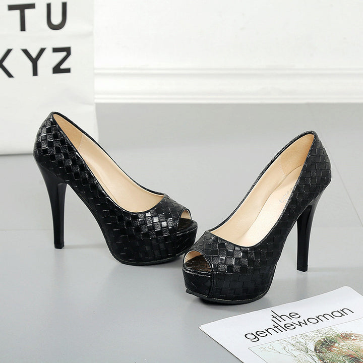 Dame Peep-Toe Pumps med elegant flettet design og komfortabel blokhæl Stilla