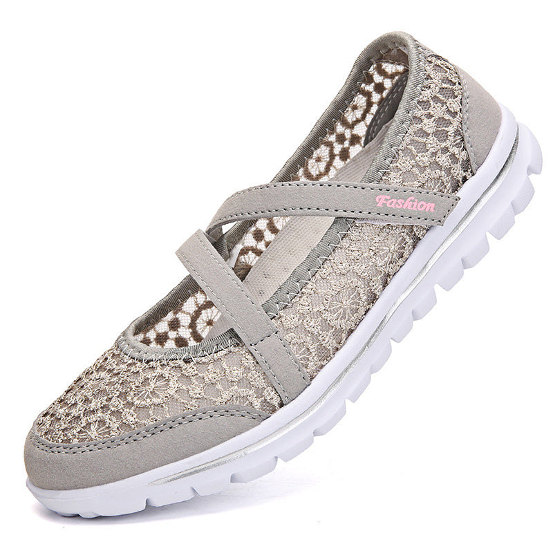 Dame nan hæklede Mary-Jane-sneakers med åndbart spidsmesh og fleksibel let sål Skovae