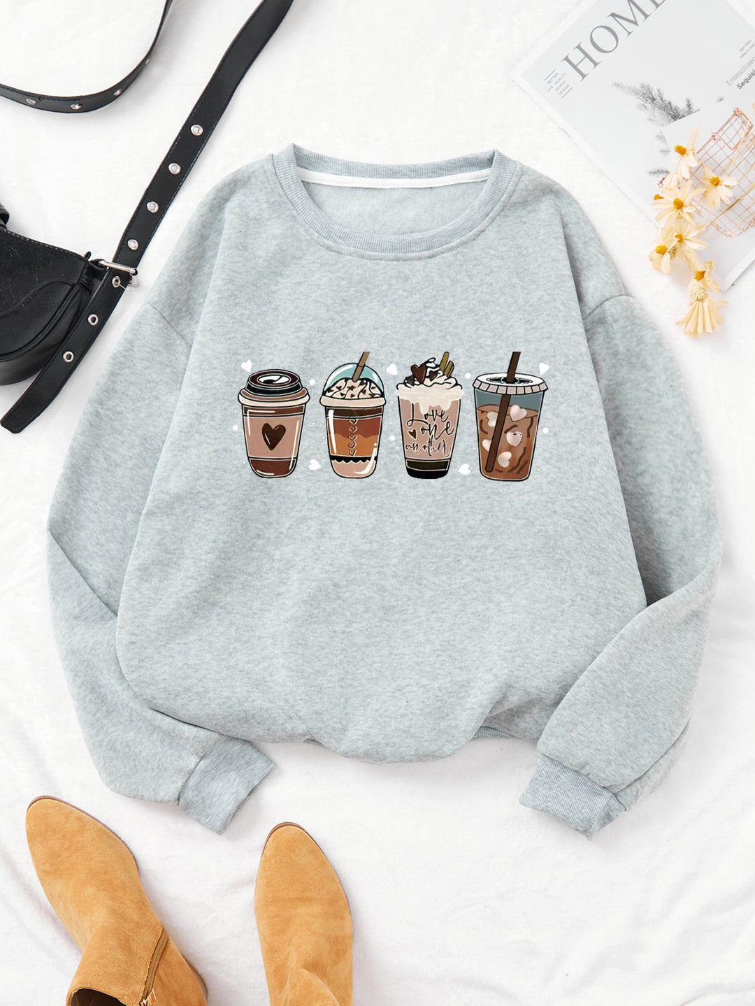 Kvindernes Komfortable Sweatshirt med Kaffemotiv Skovae