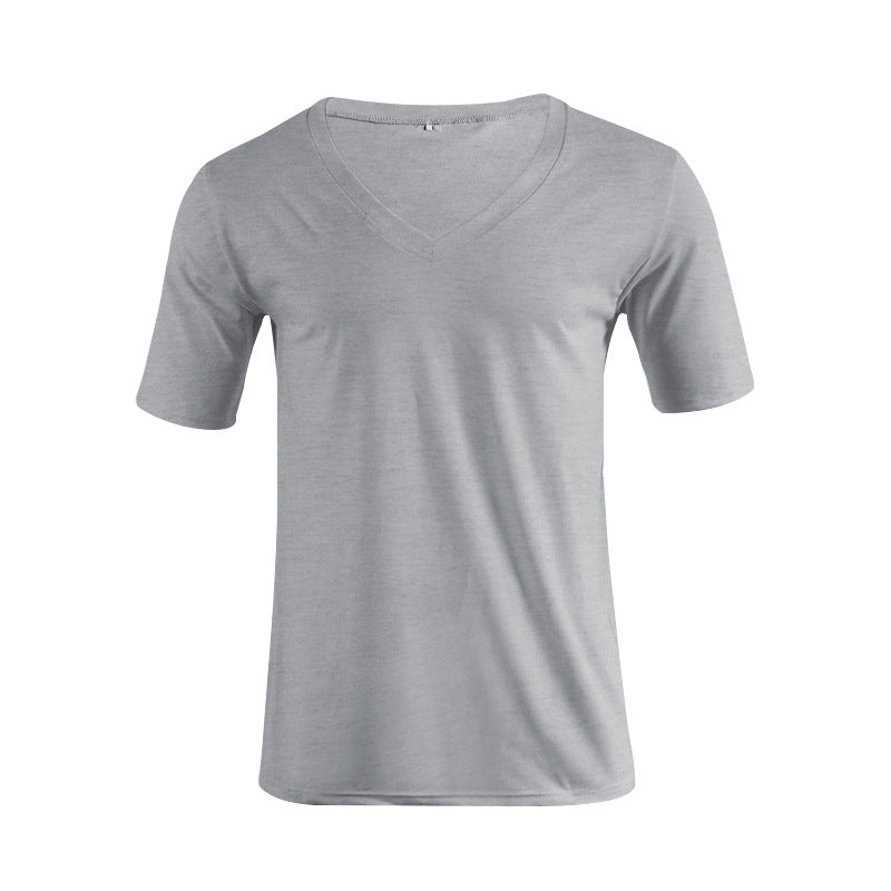 Herren nan V-hals T-shirt i fin jersey med smal silhuet og flade sømme Skovae