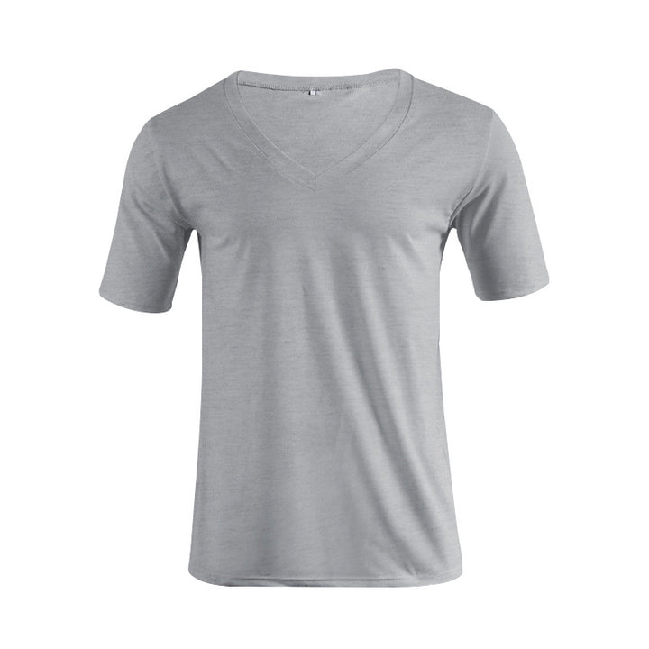 Herren nan V-hals T-shirt i fin jersey med smal silhuet og flade sømme Skovae