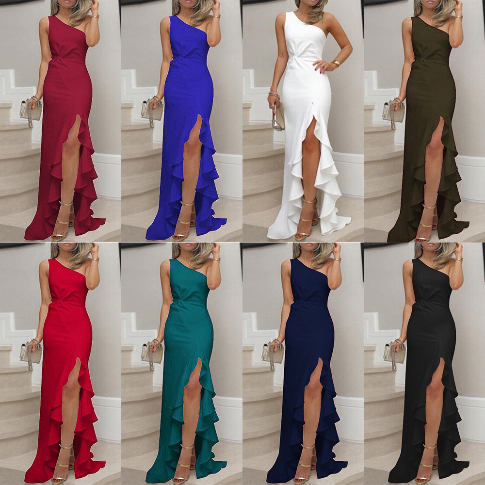 Dame Rynke asymmetrisk Maxi-kjole Stilla