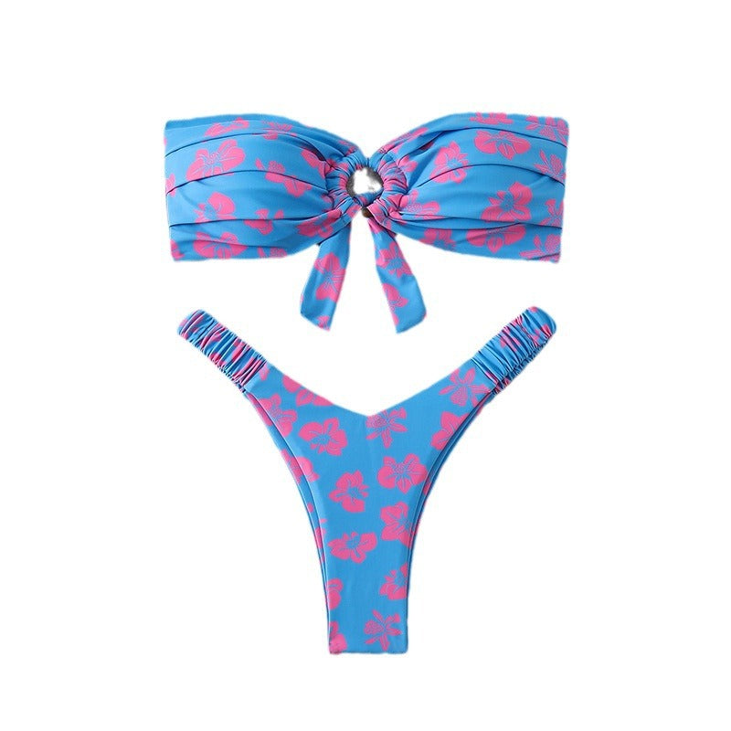 Dame Bandeau-bikini med raffineret blomstermønster Skovae
