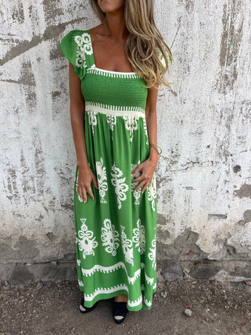 Dame Boho-Chic Firkantet Udsnit Maxikjole Stilla