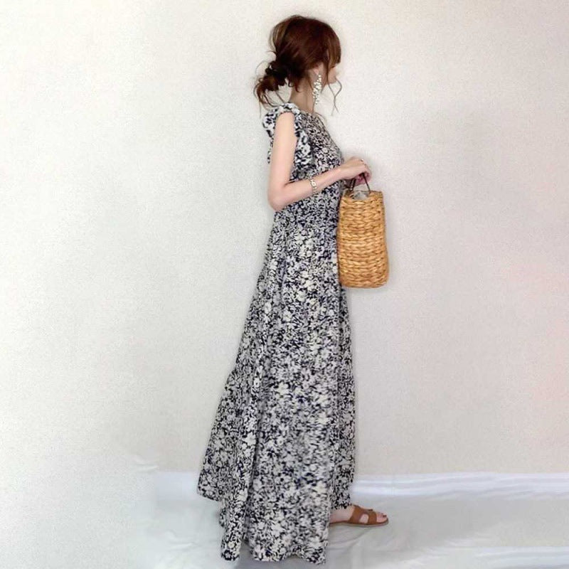 Dame Rynkede detaljer Floral Maxi Kjole Stilla