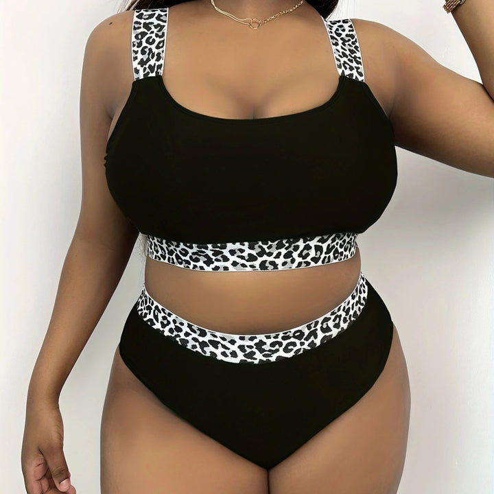 Dame Højskåret Bikini-Sæt med trendy Dyreprint Skovae