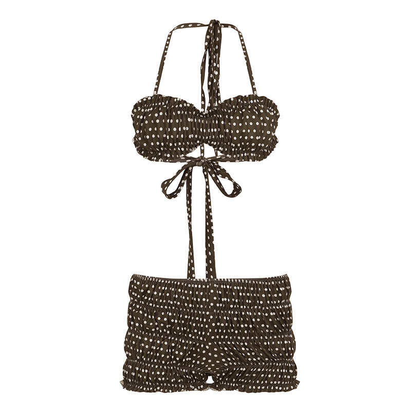 Damen Bikini-Set mit gepunktetem Design und verspielten Rüschendetails Skovae