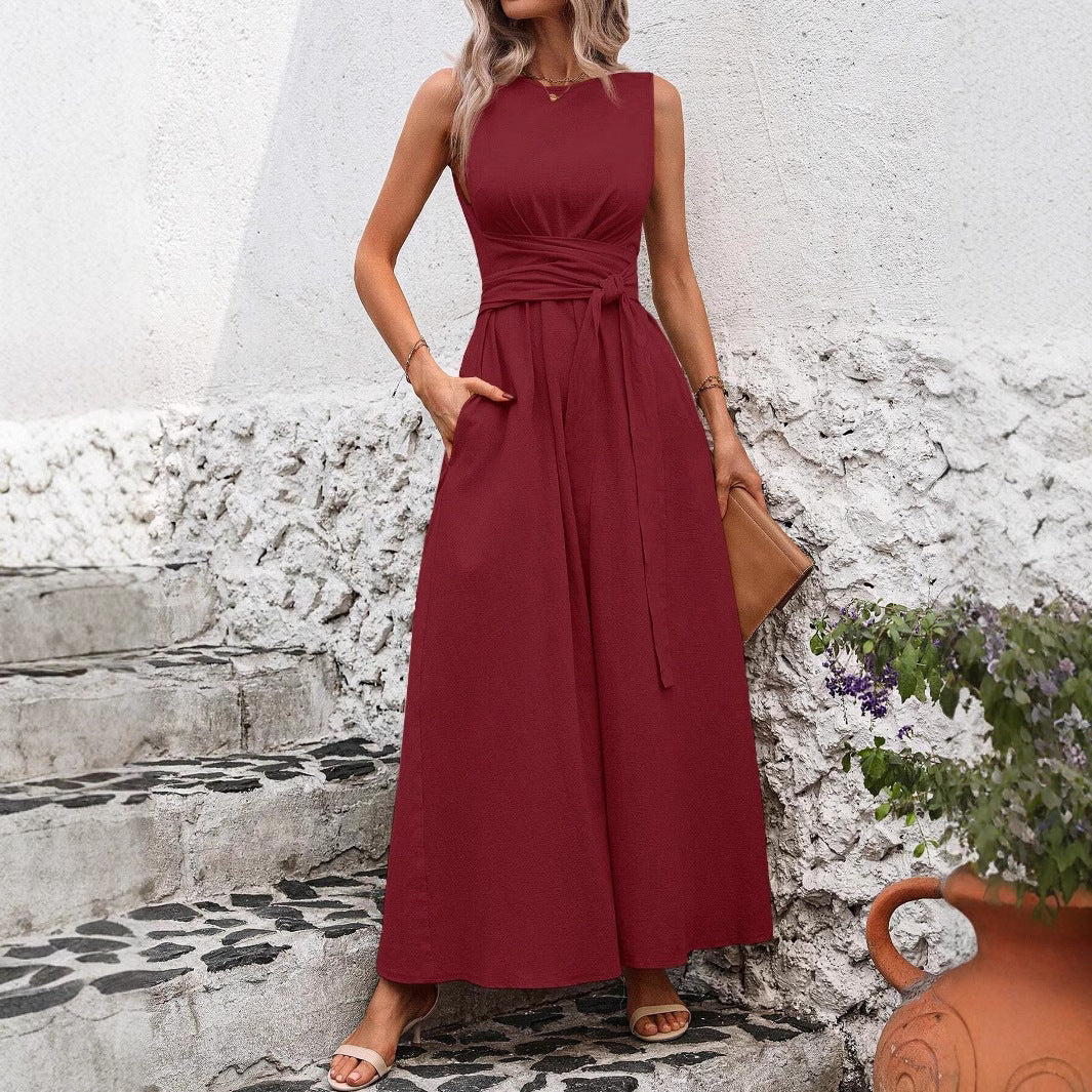 Dame Maxikjole med elegant taljebind Stilla