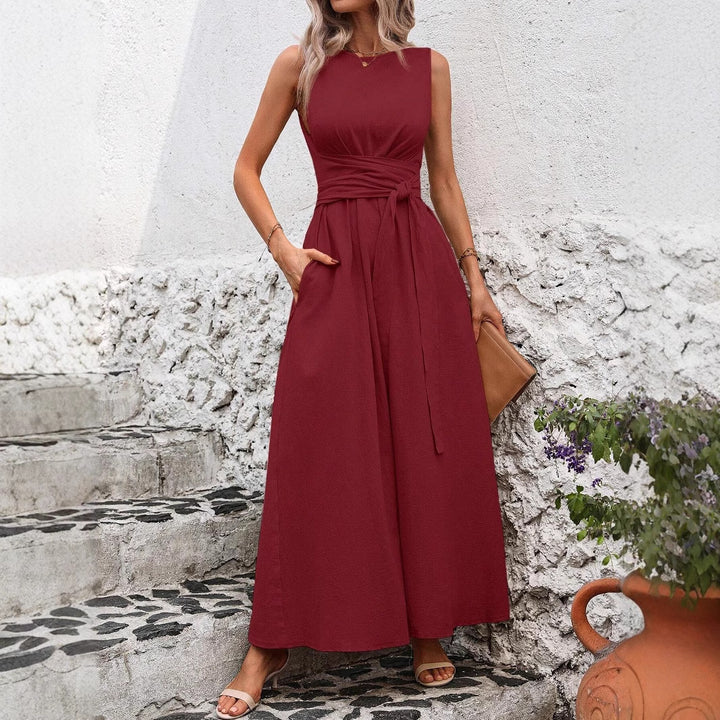 Dame Maxikjole med elegant taljebind Stilla