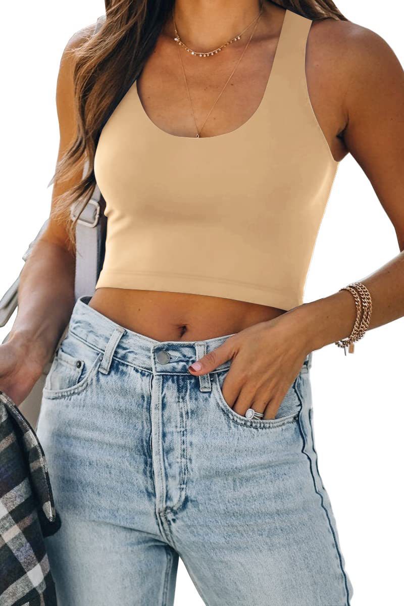 Dame sporty crop-top med brede stropper og tætsiddende snit Stilla