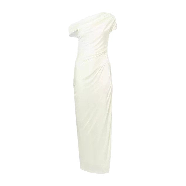 Dame indpakningskjole med asymmetrisk overdel og elegante draperinger Skovae