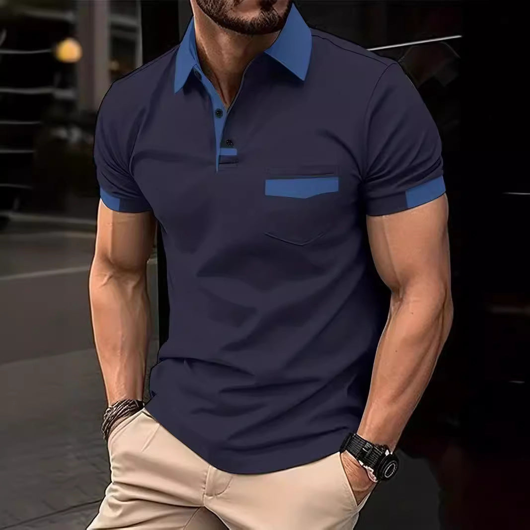 Herrer Poloshirt med moderne kontrastkrave og praktisk brystlomme Stilla