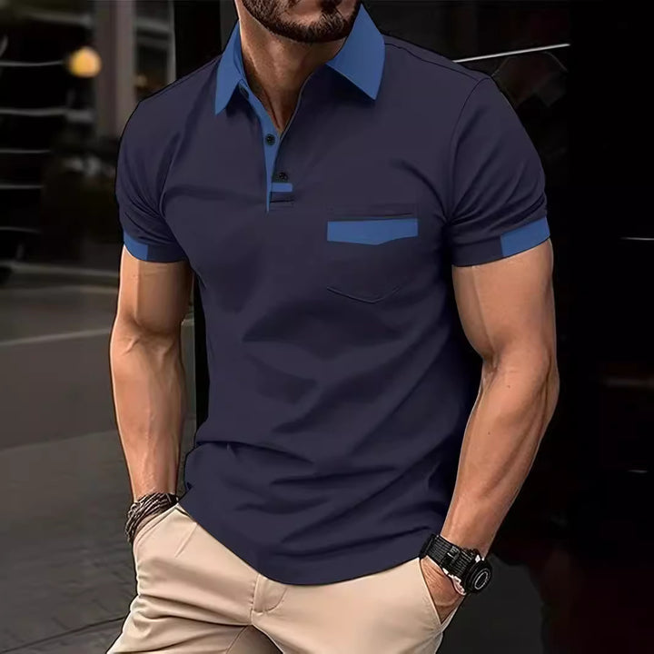 Herrer Poloshirt med moderne kontrastkrave og praktisk brystlomme Stilla