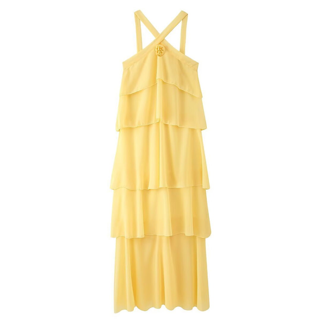 Femme Lagdelt Chiffon Maxi-Kjole Stilla