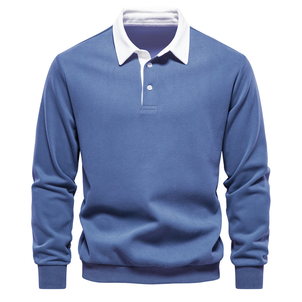 Herrer nan elegante Langærmet Poloshirt med kontrastkrave Skovae