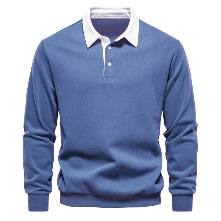 Herrer nan elegante Langærmet Poloshirt med kontrastkrave Skovae