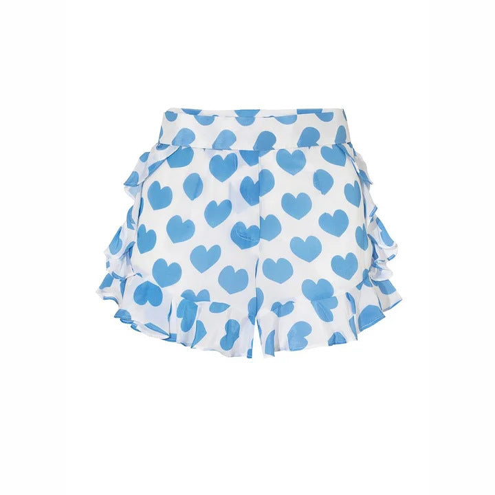 Dame bikiniset med bandeau-overdel og flæse-shorts Skovae
