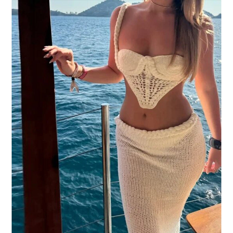 Dame hækle-bikini-sæt med justerbare stropper og elastisk liv Skovae