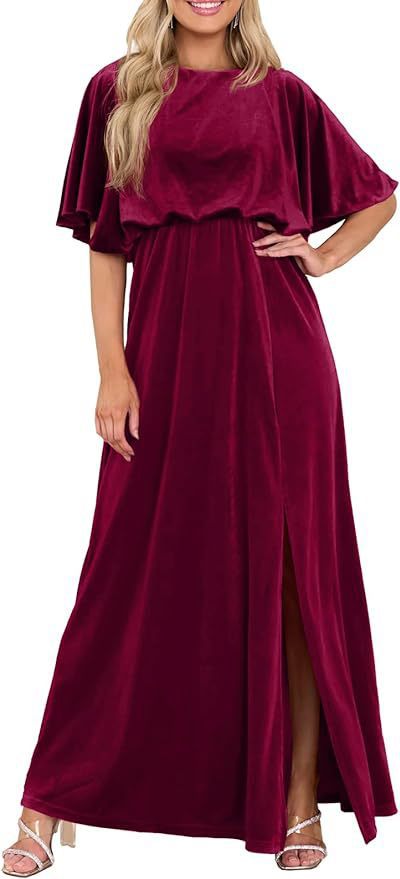 Dame Elegant Maxikjole med sideslag og voluminøse ærmer Stilla