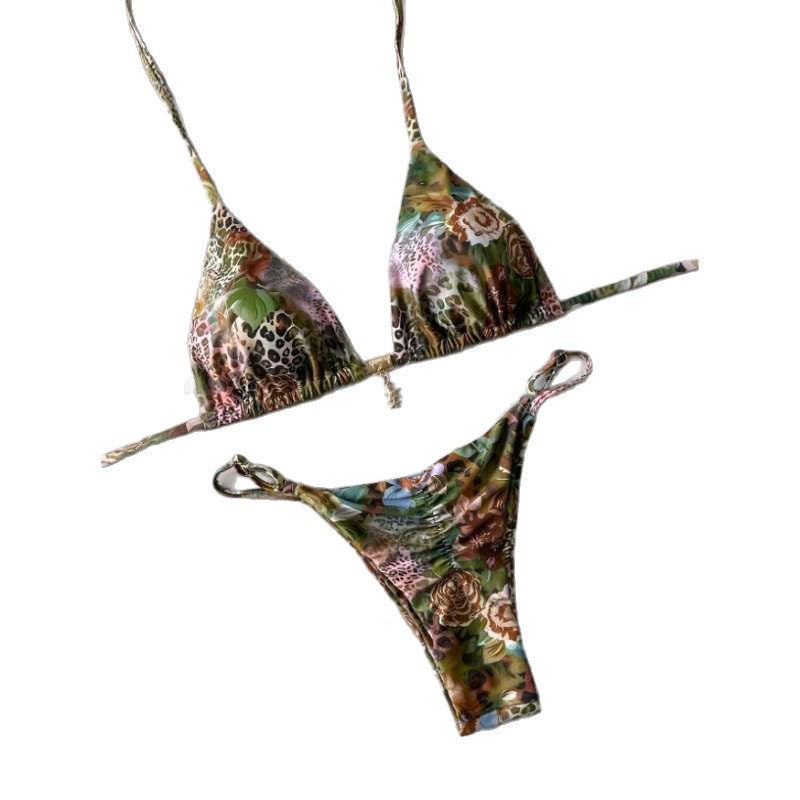 Dame Triangel-Bikini med farverigt blomster- og dyremønster Stilla